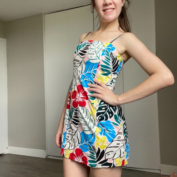 Fun Tropical Print Mini Dress - Picture 1 of 5